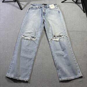 Abercrombie & Fitch Mens Baggy Jeans Authentic Rigid Denim Ripped Distressed NWT